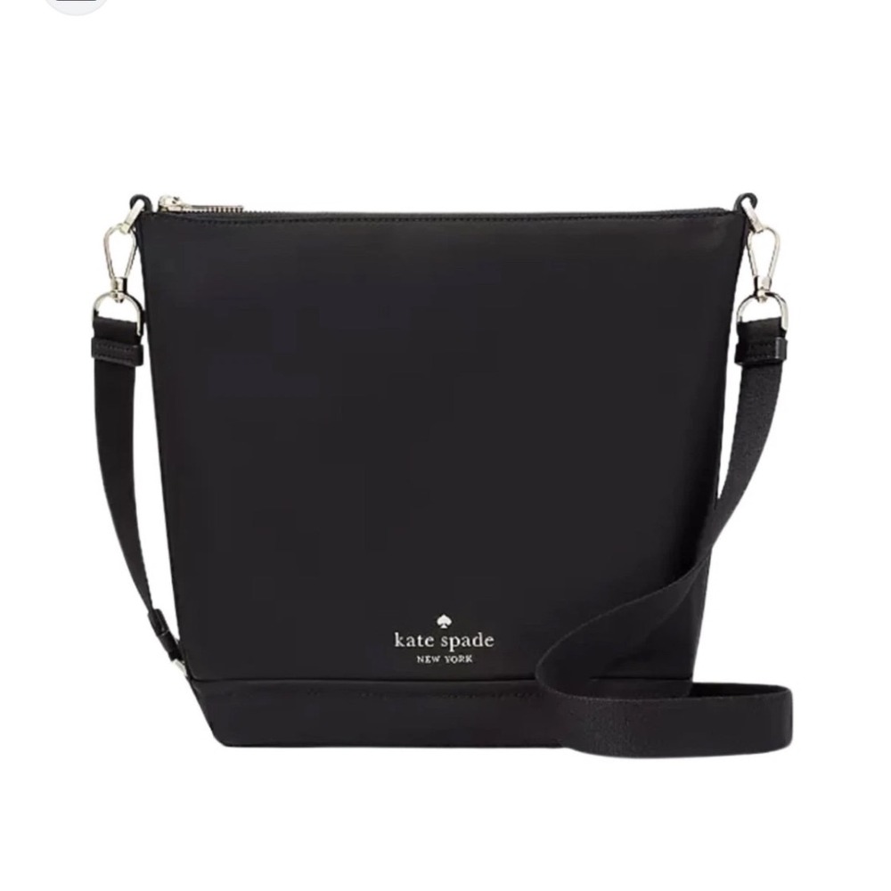 NWOT Kate Spade Chelsea Duffle Crossbody Black Nylon Bucket Bag